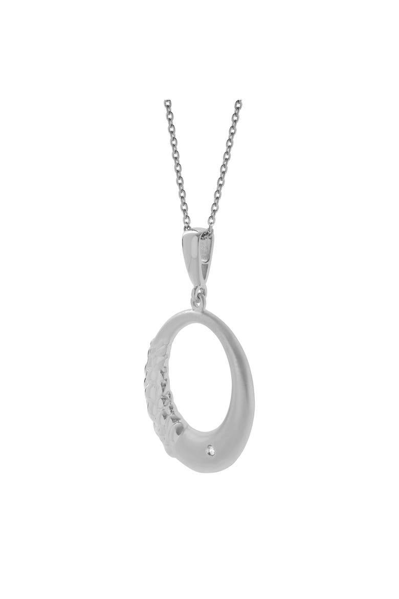 Calindra Sterling Silver 0.01 Ct Diamond Crescent Circle Pendant Necklace, Alternate, color, 925 Sterling Silver