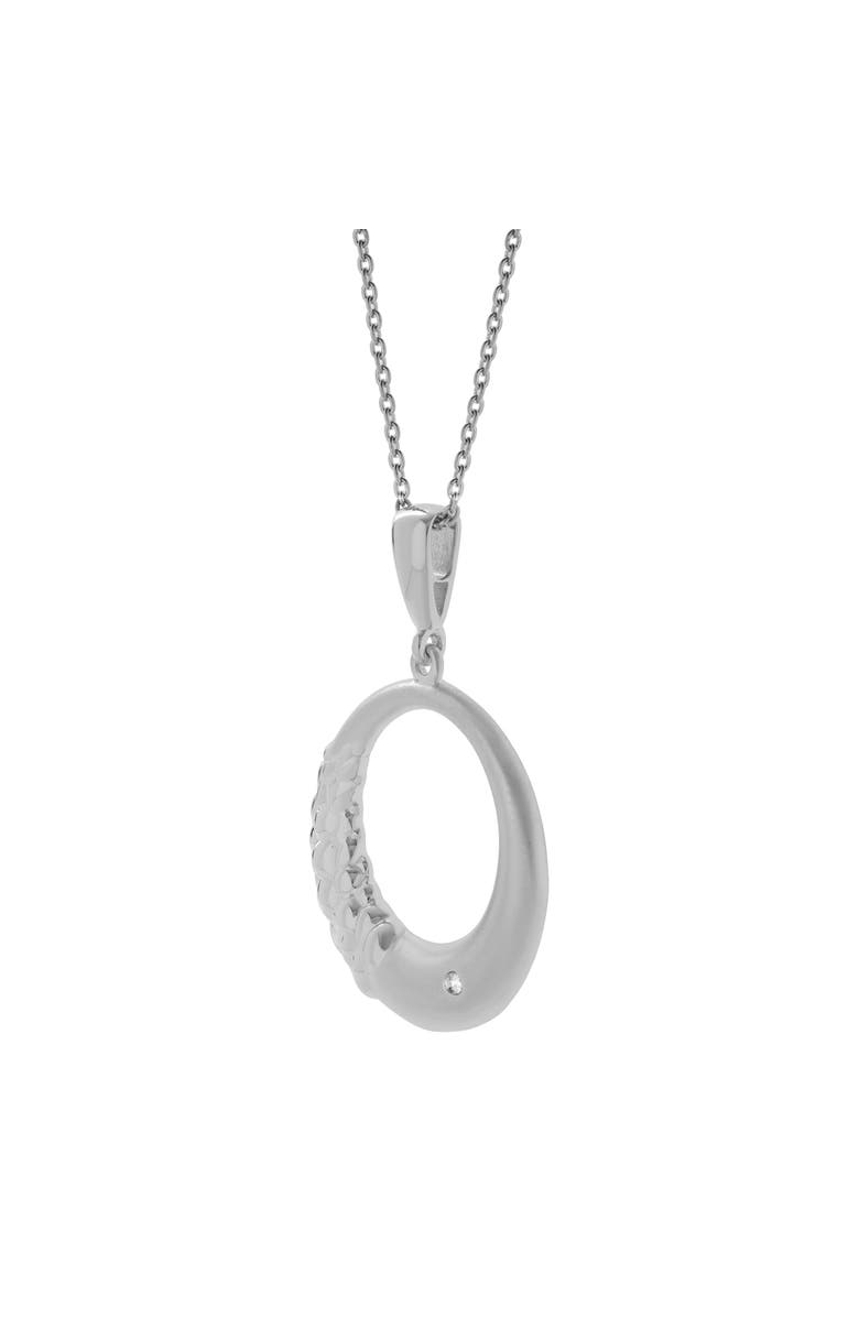 LuvMyJewelry Calindra Sterling Silver 0.01 Ct Diamond Crescent Circle Pendant Necklace, Alternate, color, 925 Sterling Silver