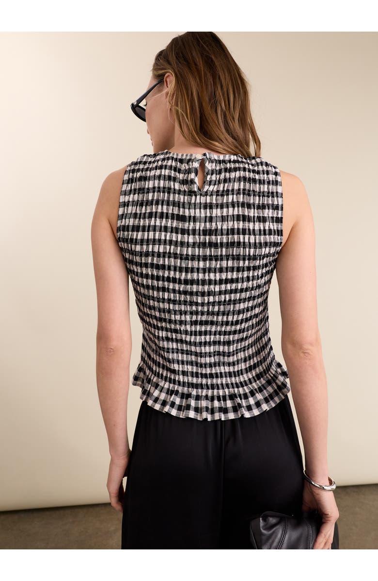 Baukjen Maggie Linen Gingham sleeveless Top, Alternate, color, Black & White