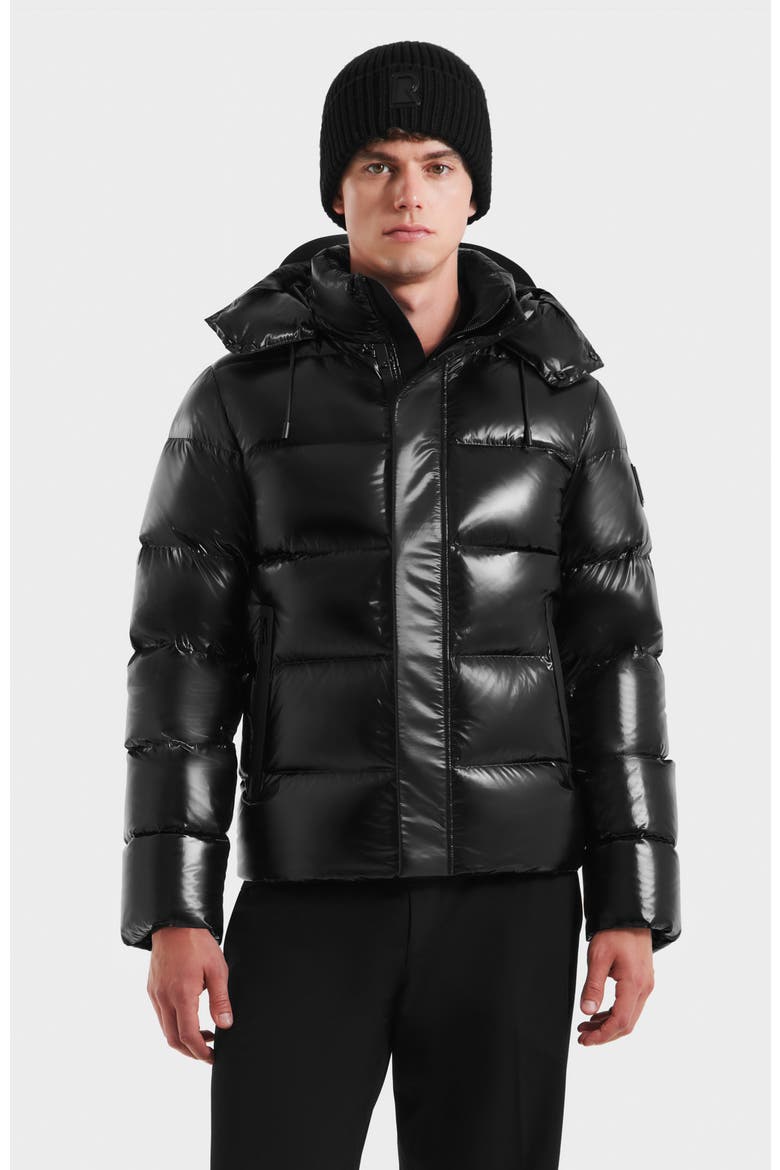 Joel Glossy Down Puffer Jacket, Main, color, Black