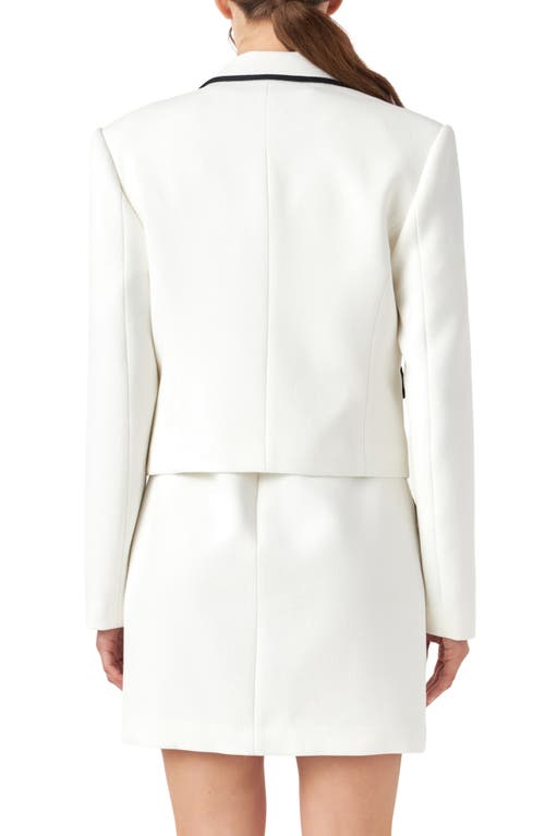 English Factory Bow Contrast Blazer In Ivory/black