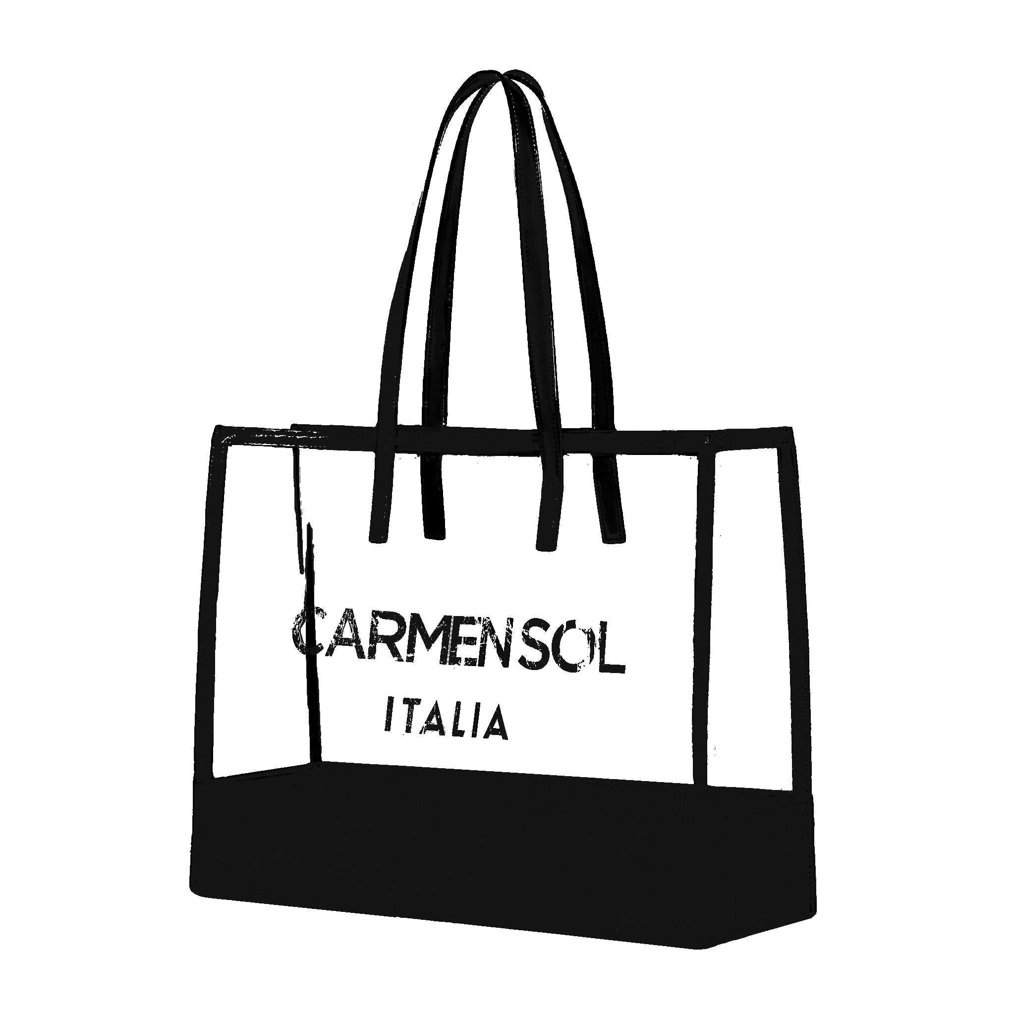 CARMEN SOL Taormina Clear Tote Bag, Main, color, Black