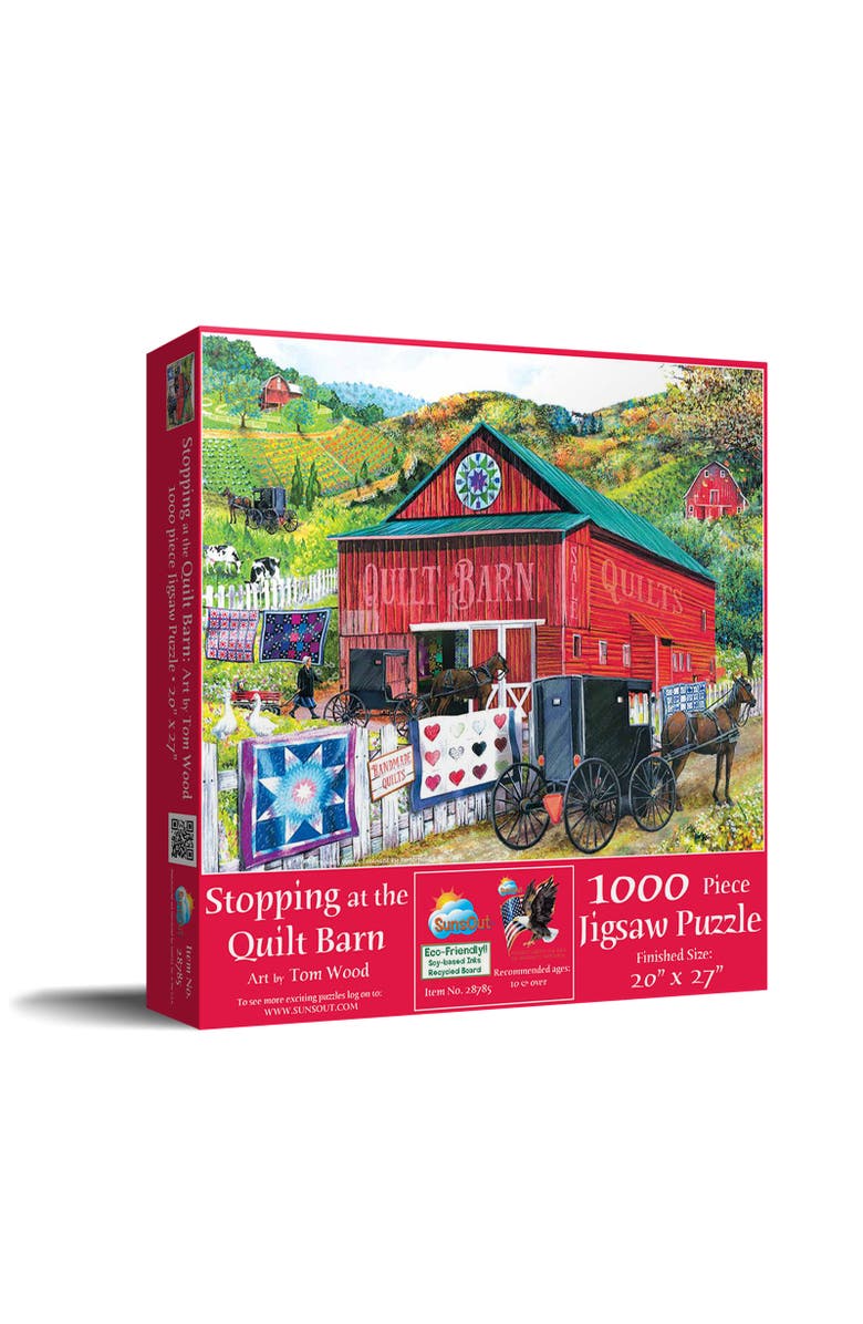 Sunsout Stopping at the Quilt Barn 1000 piece Jigsaw Puzzle for Adults, Main, color, Multicolor