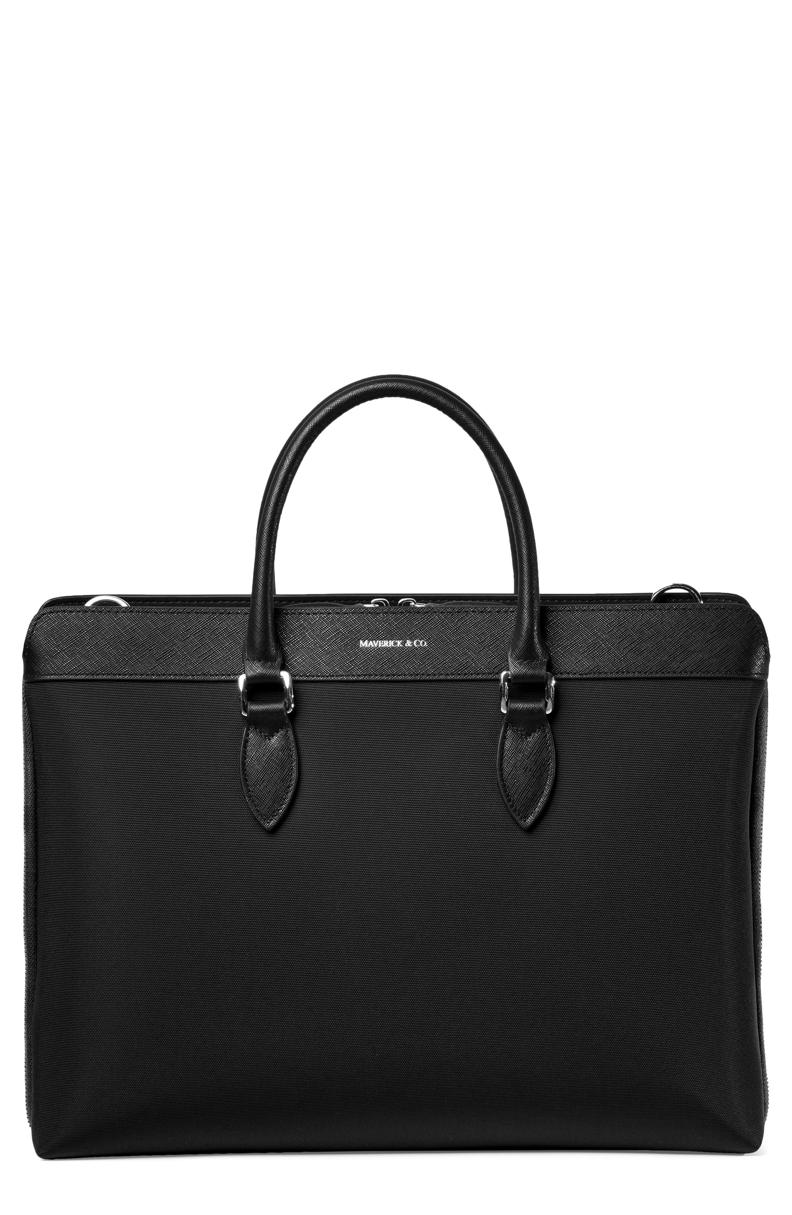 Maverick & Co. Alpha Nylon Briefcase, Main, color, Black