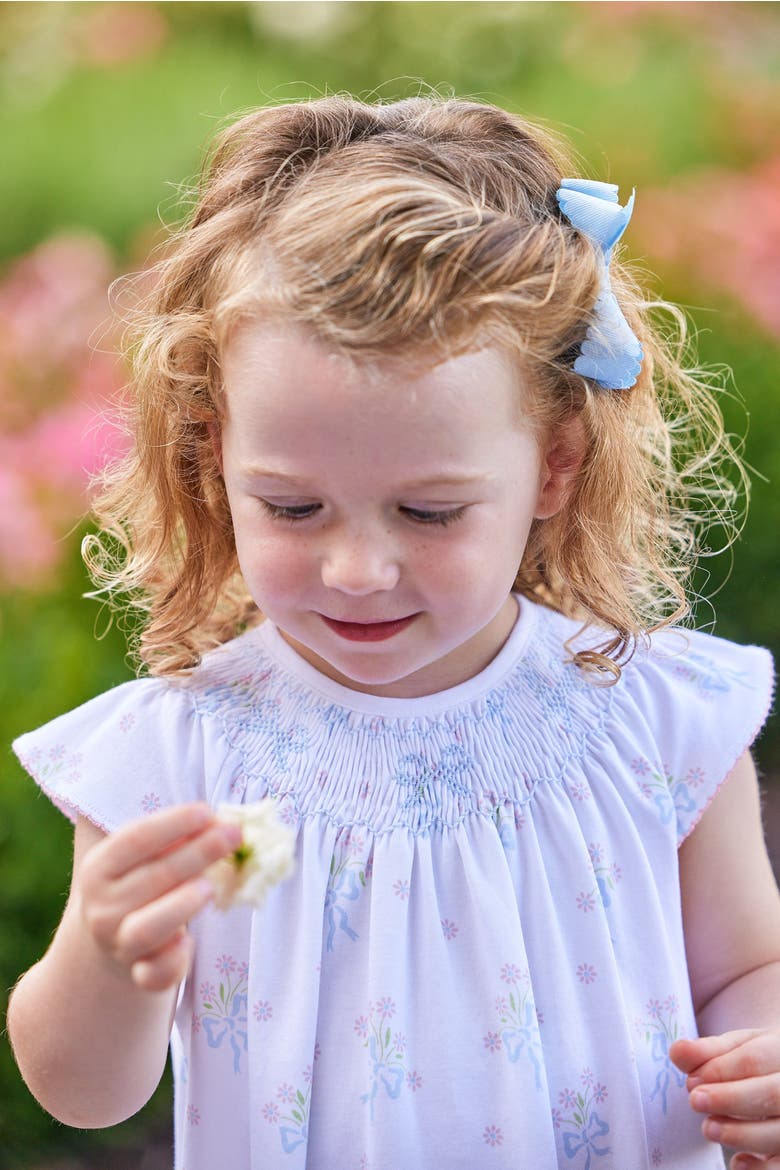Kids' Smocked Bishop Dress, Alternate, color, Blue Bow Bouquet