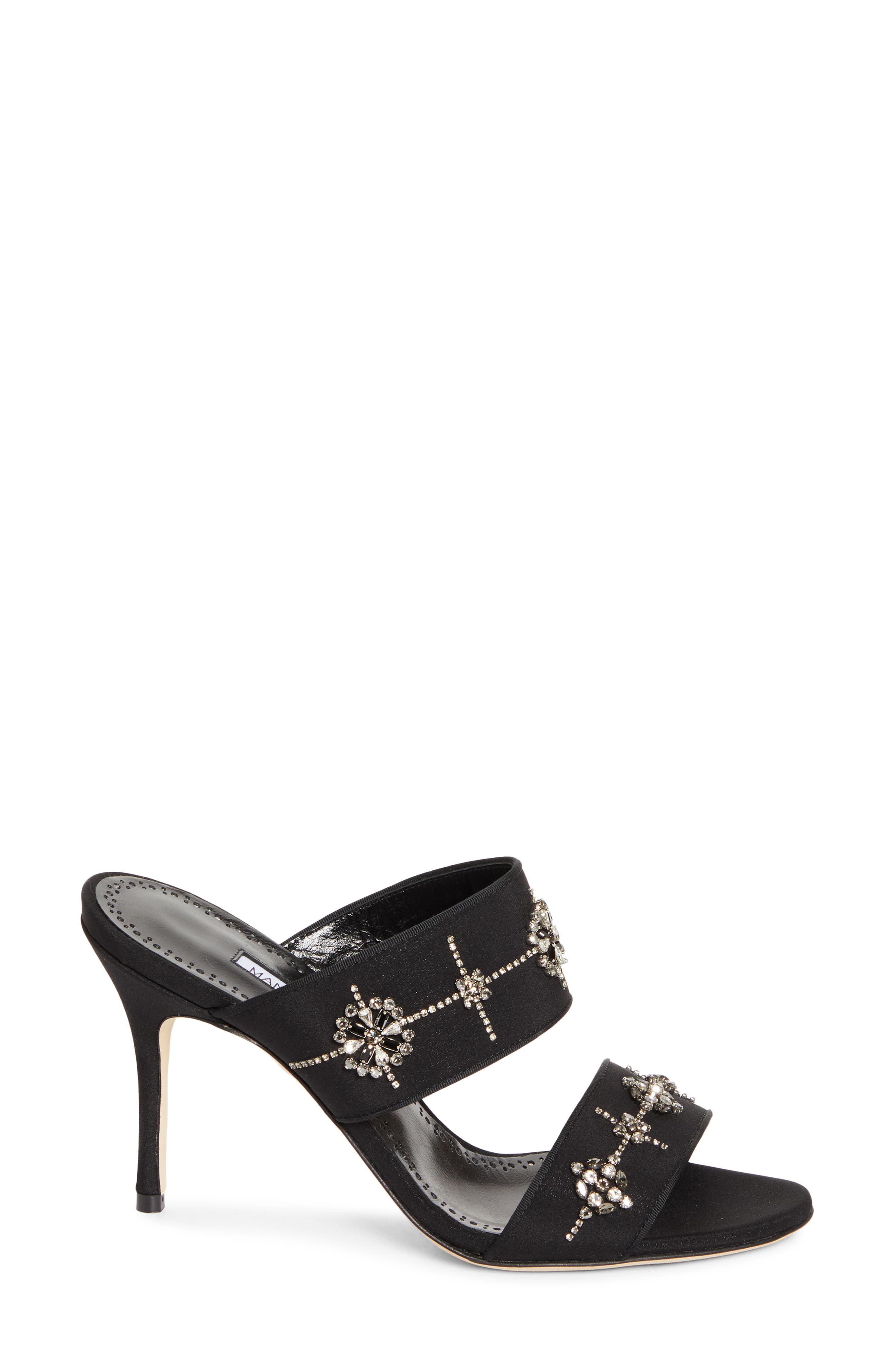 Manolo Blahnik Ralota Embellished Sandal, Alternate, color, Black