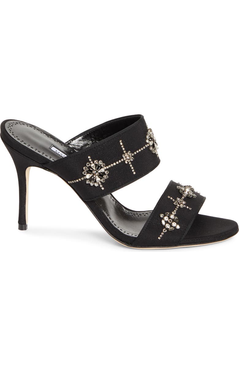 Manolo Blahnik Ralota Embellished Sandal, Alternate, color, Black