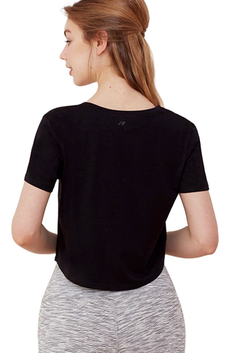 Rebody Active Knot your Race V Neck Short Sleeve Top, Alternate, color, Black