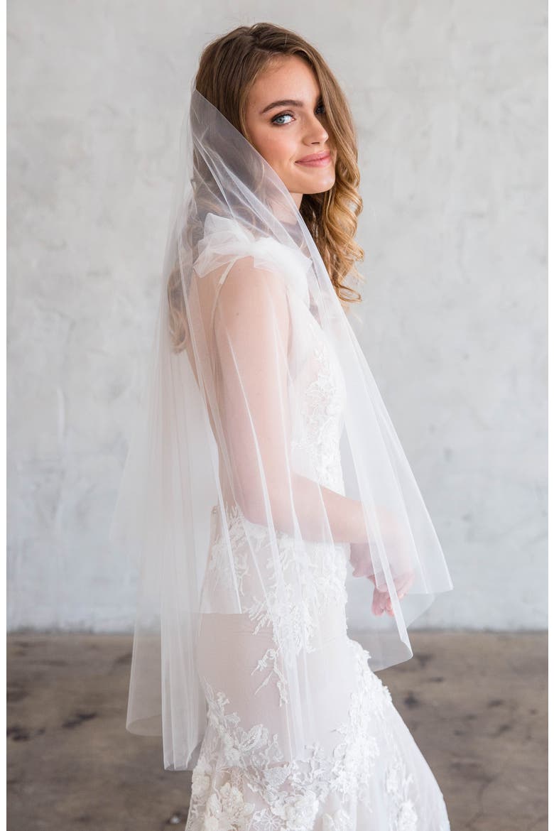 Danton Tulle Fingertip Veil, Alternate, color, IVORY