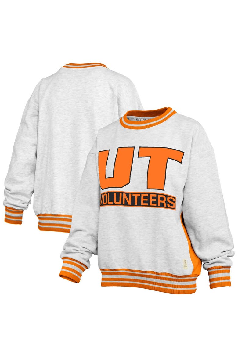 Women's Pressbox Heather Gray/Tennessee Orange Tennessee Volunteers Endzone Crewneck Sweatshirt, Main, color, Heather Gray