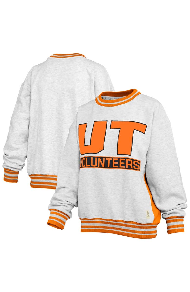 PRESSBOX Women's Pressbox Heather Gray/Tennessee Orange Tennessee Volunteers Endzone Crewneck Sweatshirt, Main, color, Heather Gray