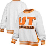 PRESSBOX Women's Pressbox Heather Gray/Tennessee Orange Tennessee Volunteers Endzone Crewneck Sweatshirt