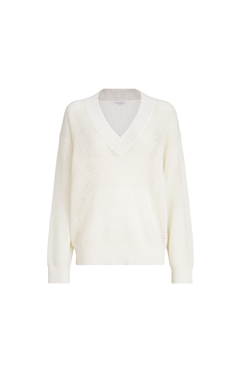 Brunello Cucinelli Cashmere net sweater, Main, color, Panama