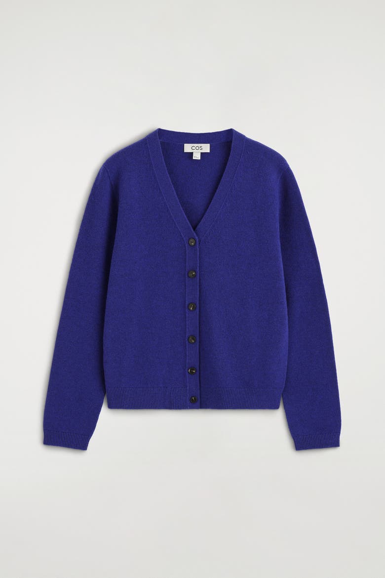 Merino Wool V-neck Cardigan, Alternate, color, COBALT BLUE
