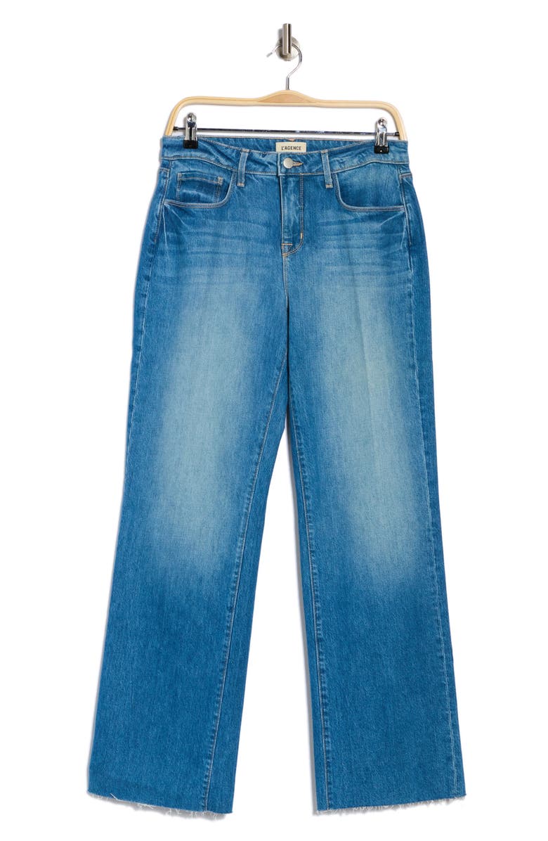 L'AGENCE Tiana High Waist Raw Hem Wide Leg Jeans, Alternate, color,