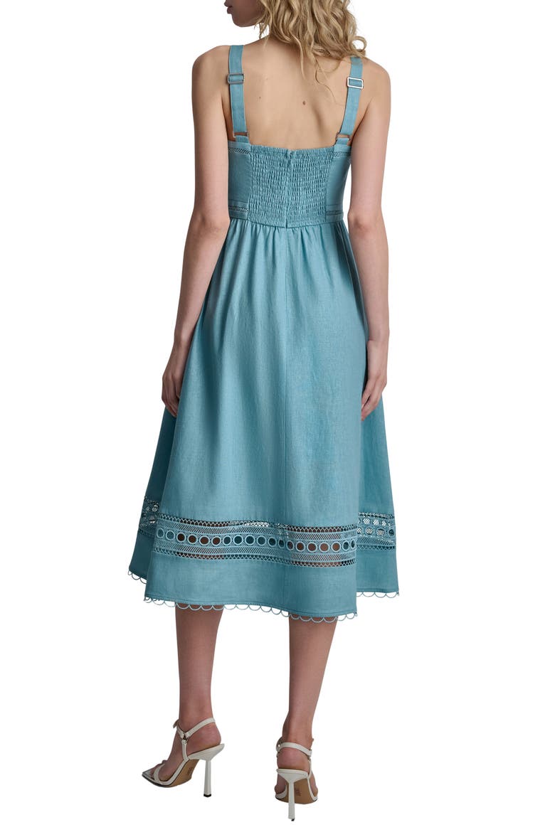 Eyelet Embroidery Linen Blend A-Line Dress, Alternate, color, CAMEO BLUE