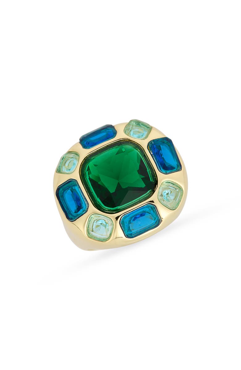 Covet Crystal Cocktail Ring, Main, color, Green
