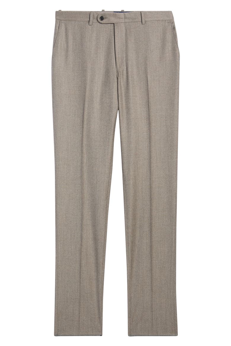 Harker Flat Front Wool & Cashmere Trousers, Alternate, color, TAN