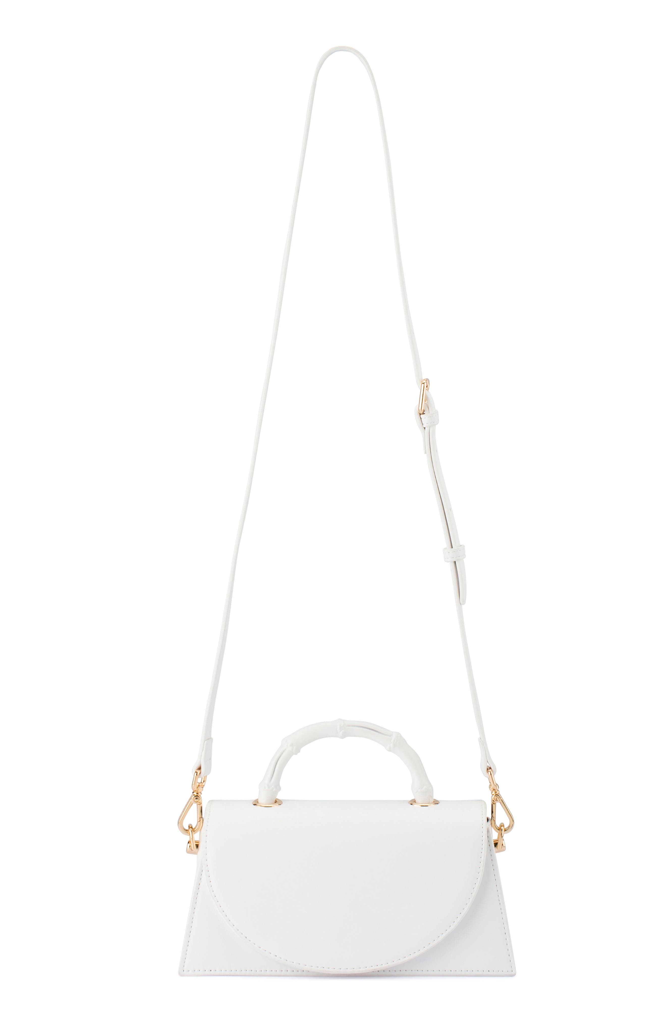 Olga Berg Phoebe Faux Leather Top Handle Bag, Alternate, color, White