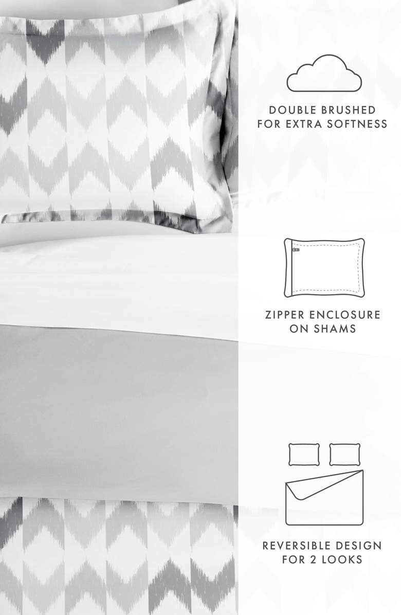HOMESPUN Premium Ultra Soft Chevron Sleep Pattern 3-Piece Reversible Duvet, Alternate, color, Light Gray