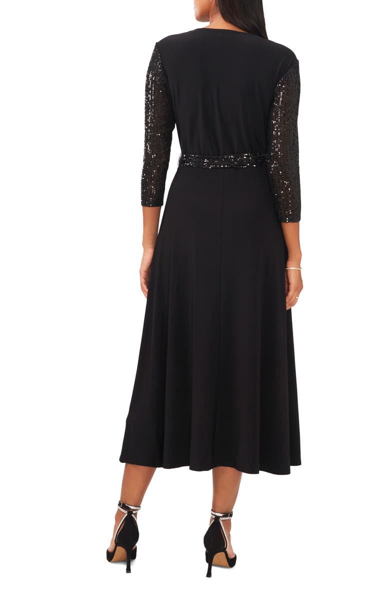 Chaus Lisa Sequin Sleeve Midi Dress, Alternate, color, 