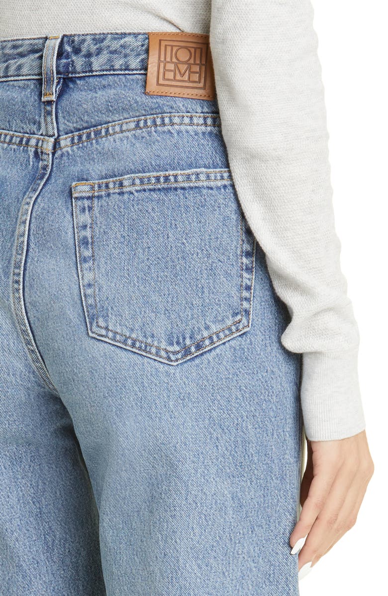 TOTEME Rigid Organic Cotton Flare Leg Jeans, Alternate, color, Worn Blue