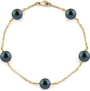 The Pearl Source 7.0-7.5mm Japanese Akoya Black Pearl Tincup Bracelet