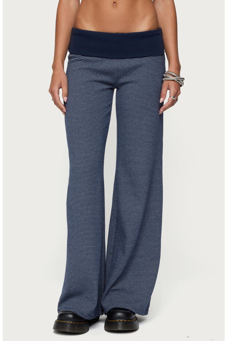 Amarna Stripe Foldover Pants, Main, color, NAVY-AND-WHITE