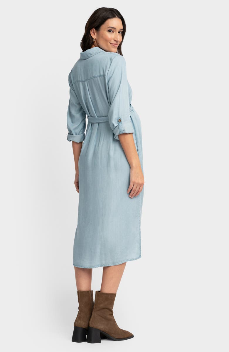 Seraphine Long Sleeve Chambray Maternity/Nursing Shirtdress, Alternate, color, 