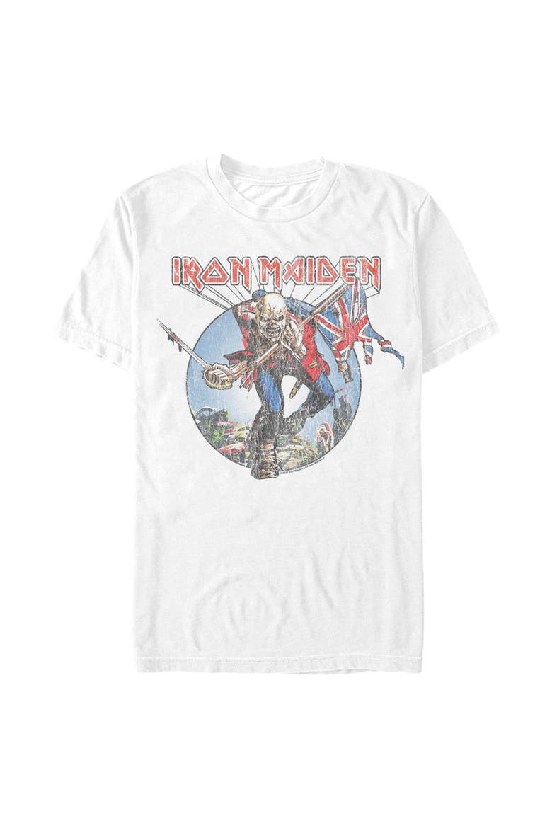 Men's Iron Maiden Trooper Eddie  Graphic T-Shirt, Main, color, White
