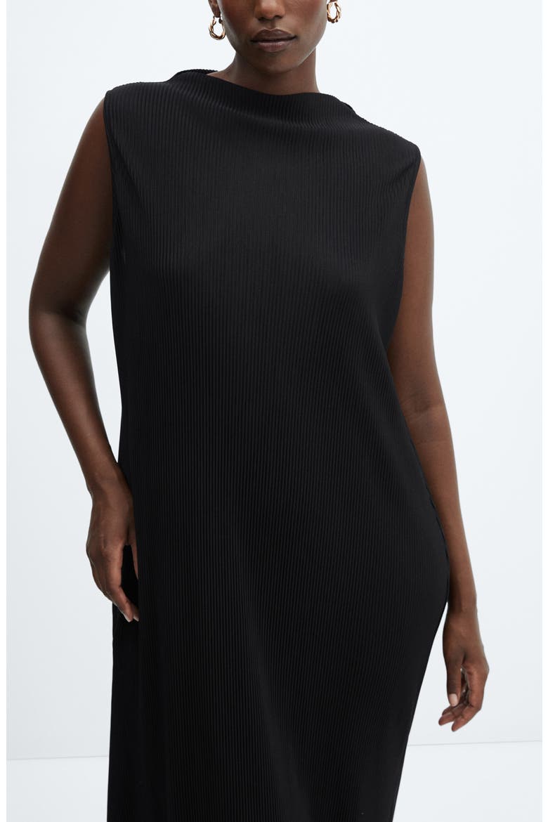 Funnel Neck Ribbed Midi Sweater Dress, Alternate, color, BLACK