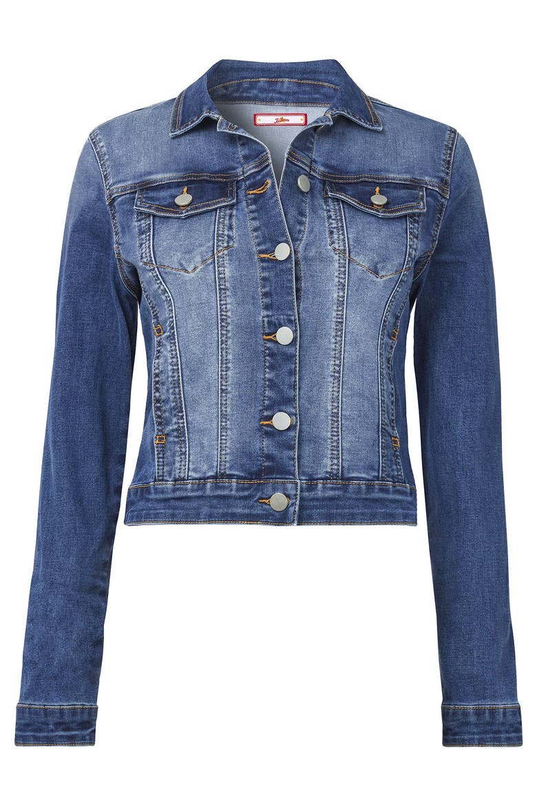 Essential Stretch Denim Jacket, Alternate, color, MEDIUM BLUE