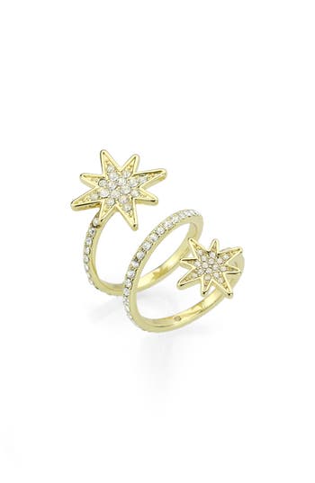Covet Celestial Star Pavé Cz Wrap Ring In Gold