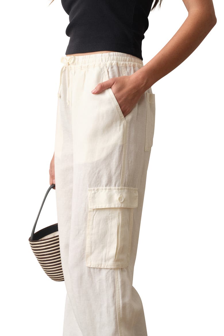 Linen Blend Cargo Pants, Alternate, color, ANTIQUE WHITE