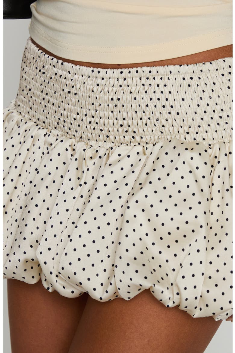 Sitting Pretty Bubble Hem Satin Miniskirt, Alternate, color, POLKA DOT