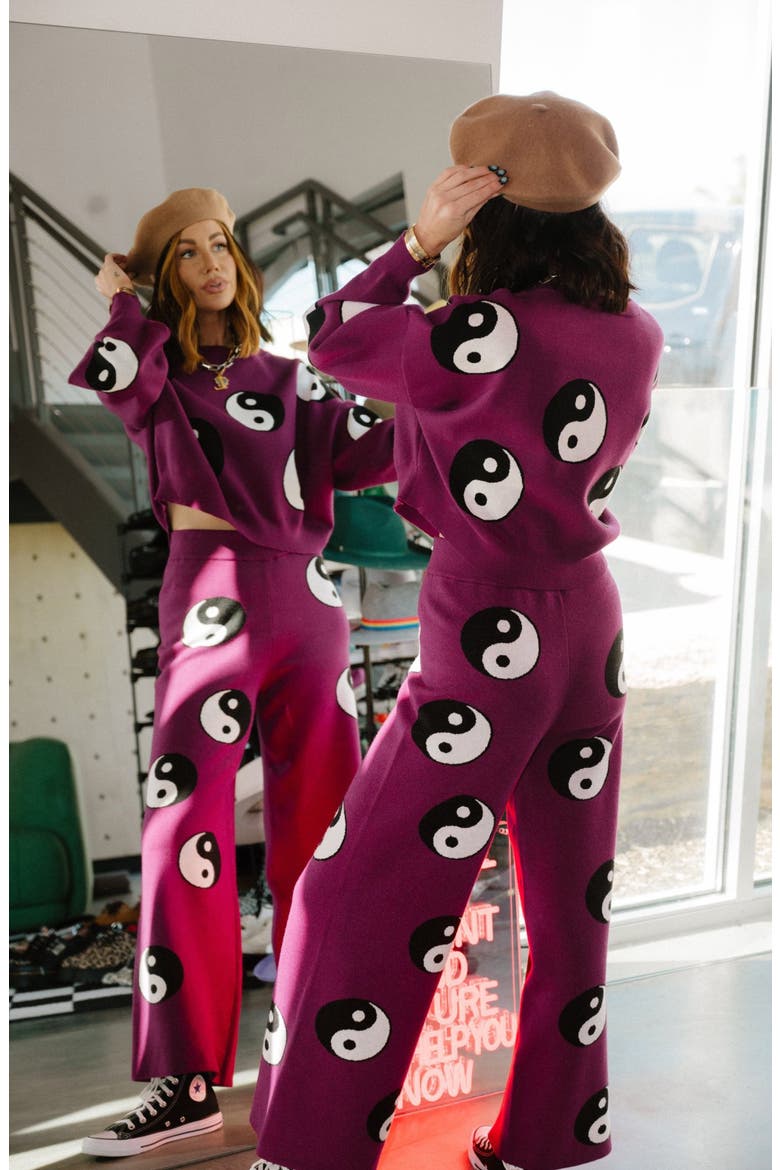 Be an Original, Baby Yin Yang Knit Sweater & Wide Leg Pants Set, Alternate, color, AMETHYST