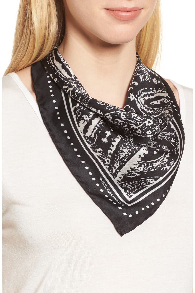 Ornament Paisley Silk Bandana, Main, color, BLACK