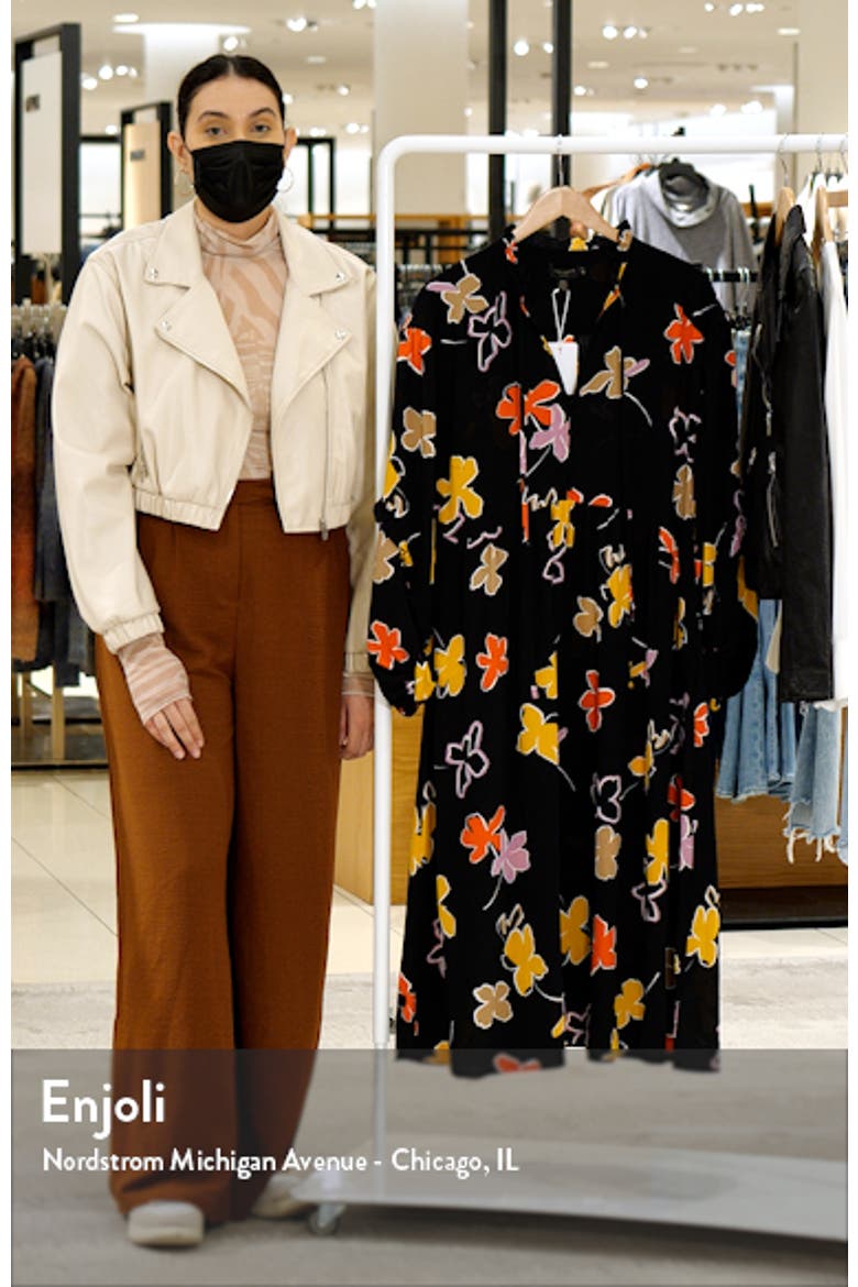 Yviee Chuck Ruffle Long Sleeve Floral Midi Dress video