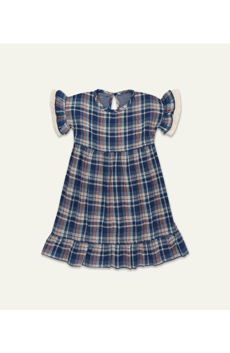 Lilly + Sid Organic Cotton Check Print Dress, Alternate, color, Navy