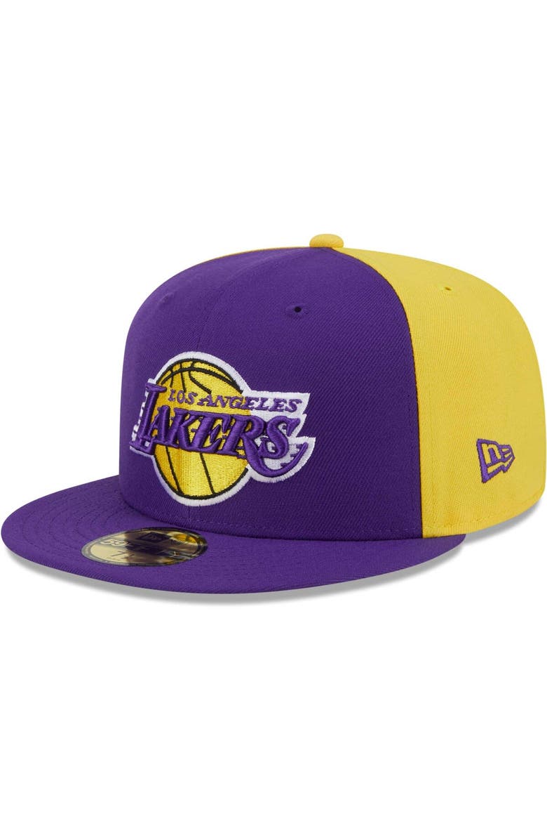 New Era Men's New Era Purple/Gold Los Angeles Lakers Gameday Wordmark 59FIFTY Fitted Hat, Alternate, color, Purple