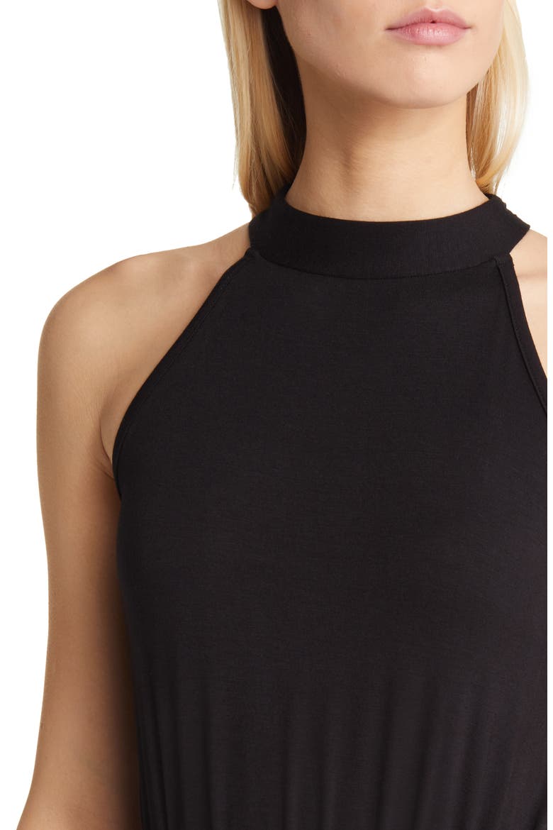 Tie Waist Halter Maxi Dress, Alternate, color, BLACK