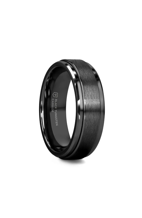 Revolve Tungsten Spinner Ring Brushed Center On Polished Base Comfort Fit
