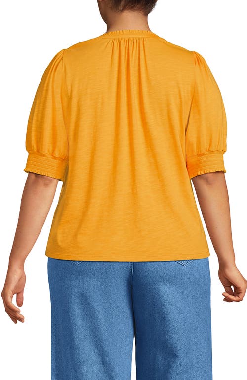 LANDS' END LANDS' END PLUS SIZE BUTTON PINTUCK PUFF SLEEVE TOP
