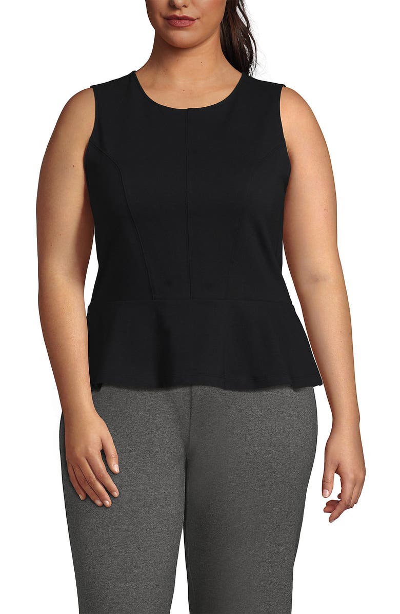 Lands' End Sleeveless Starfish Peplum Top, Alternate, color, Black