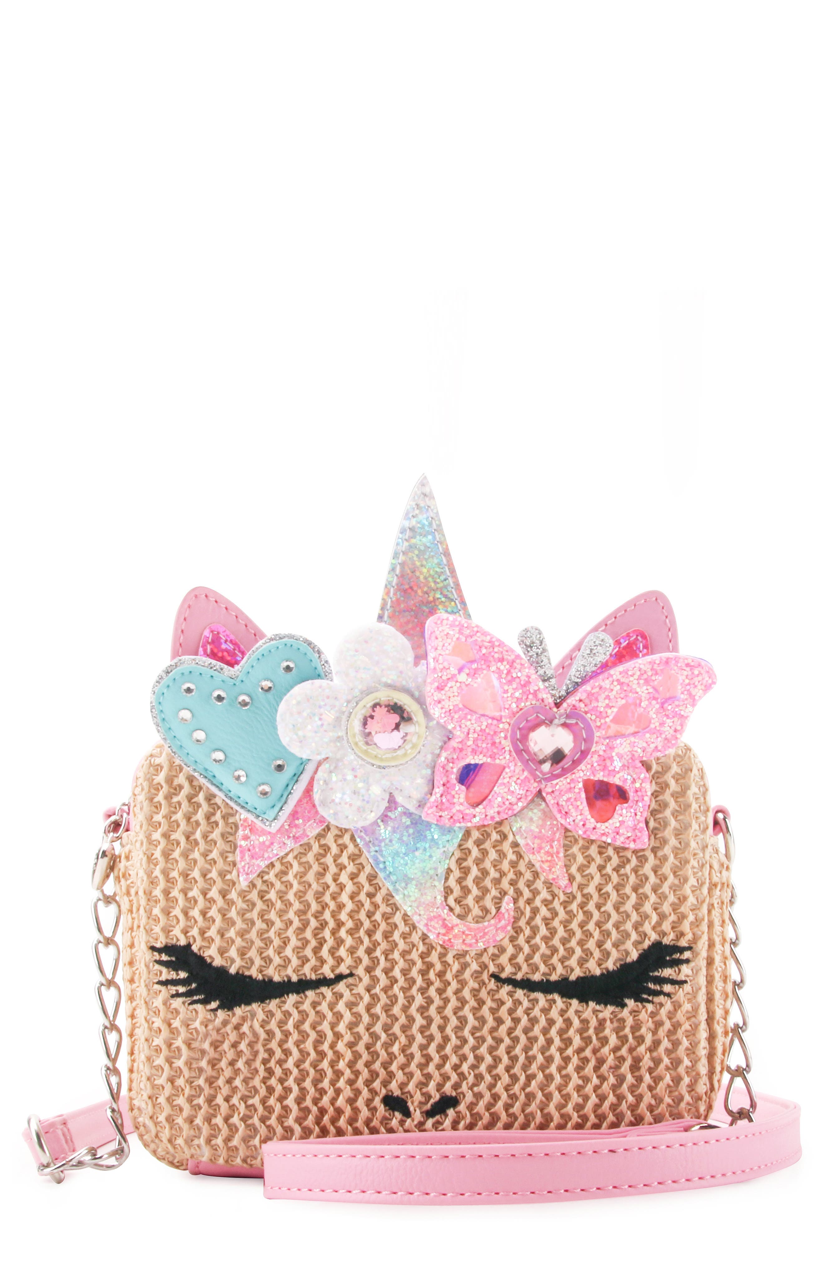 OMG Accessories Kids' Miss Gwen Straw Crossbody Bag, Main, color, 