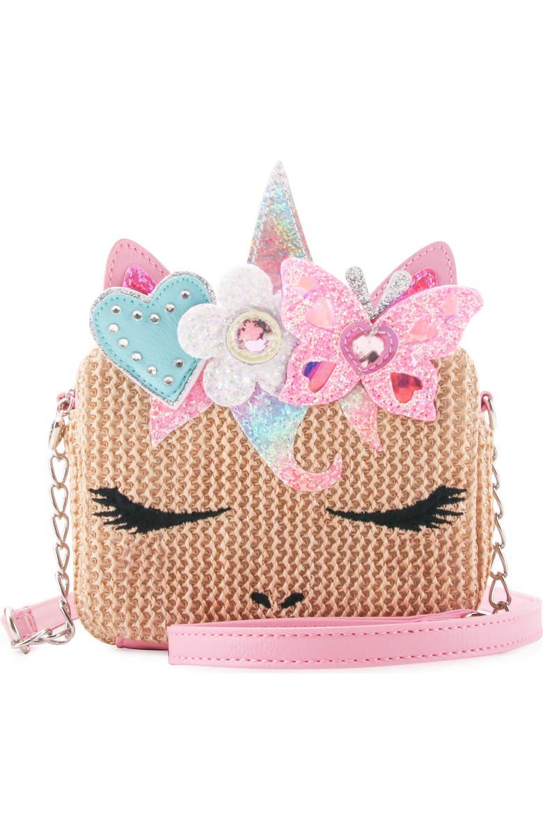 OMG Accessories Kids' Miss Gwen Straw Crossbody Bag, Main, color,