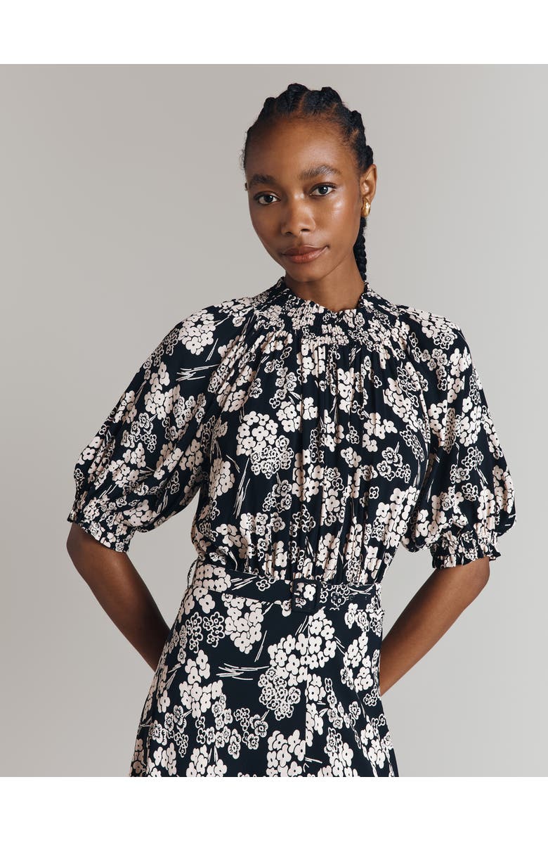 Ghost London Dolly Printed Floral Midi Dress, Alternate, color, Mono Floral