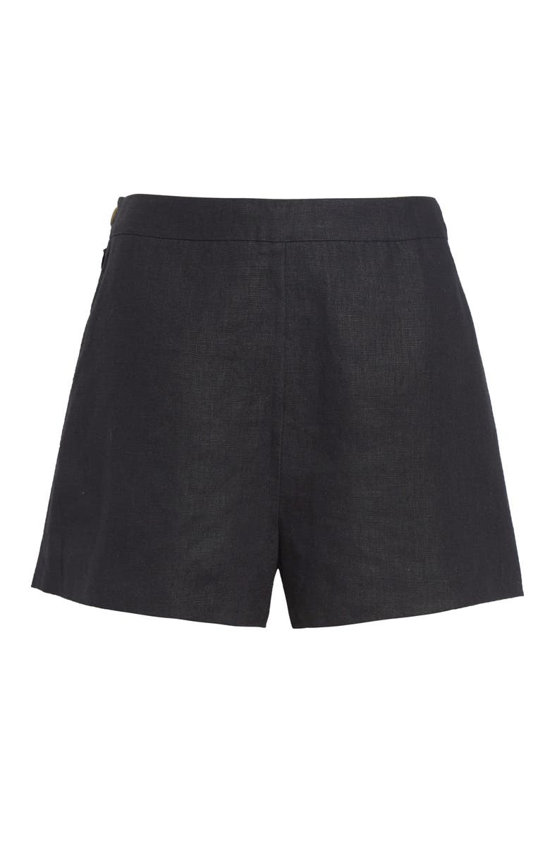 POSSE Perri Mid Rise Linen Mini Shorts, Alternate, color, Black