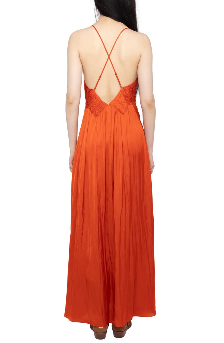 Zadig & Voltaire Rayonne Satin Maxi Slipdress, Alternate, color, Tangerine