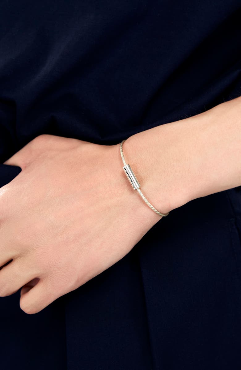 le gramme Men's 7G Polished Sterling Silver & Diamond Cable Bracelet, Alternate, color, Silver
